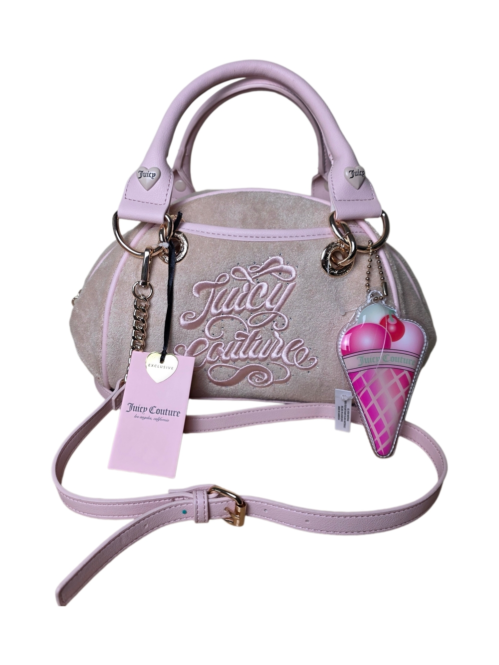 Juicy Couture Sugar Rush  Satchel with Ice Cream Charm In Buff Beige